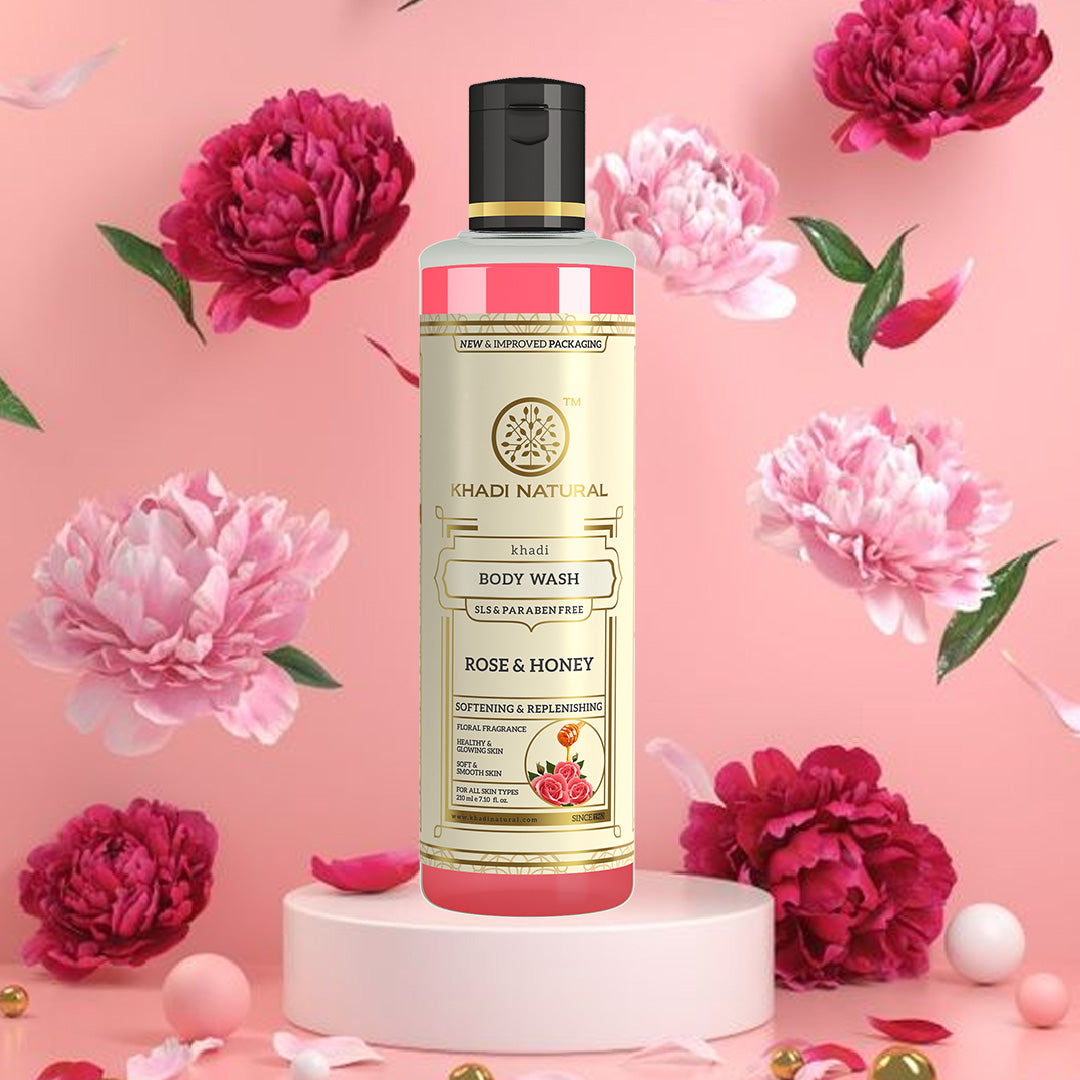 Khadi Natural Rose & Honey Body Wash SLS & Paraben Free - 210ml Sale - Image 7 - Buy from Indicrest