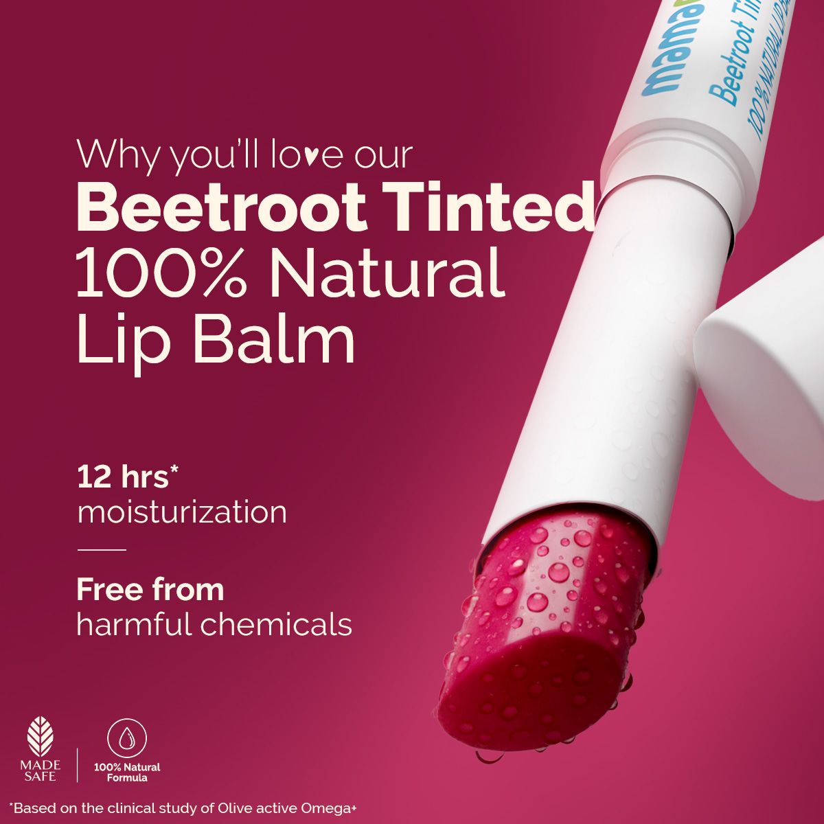 Mamaearth Beetroot Tinted 100% Natural Lip Balm with Beetroot & Beeswax for 12h Moisturized Lips -2 g - Image 2 - Buy from Indicrest