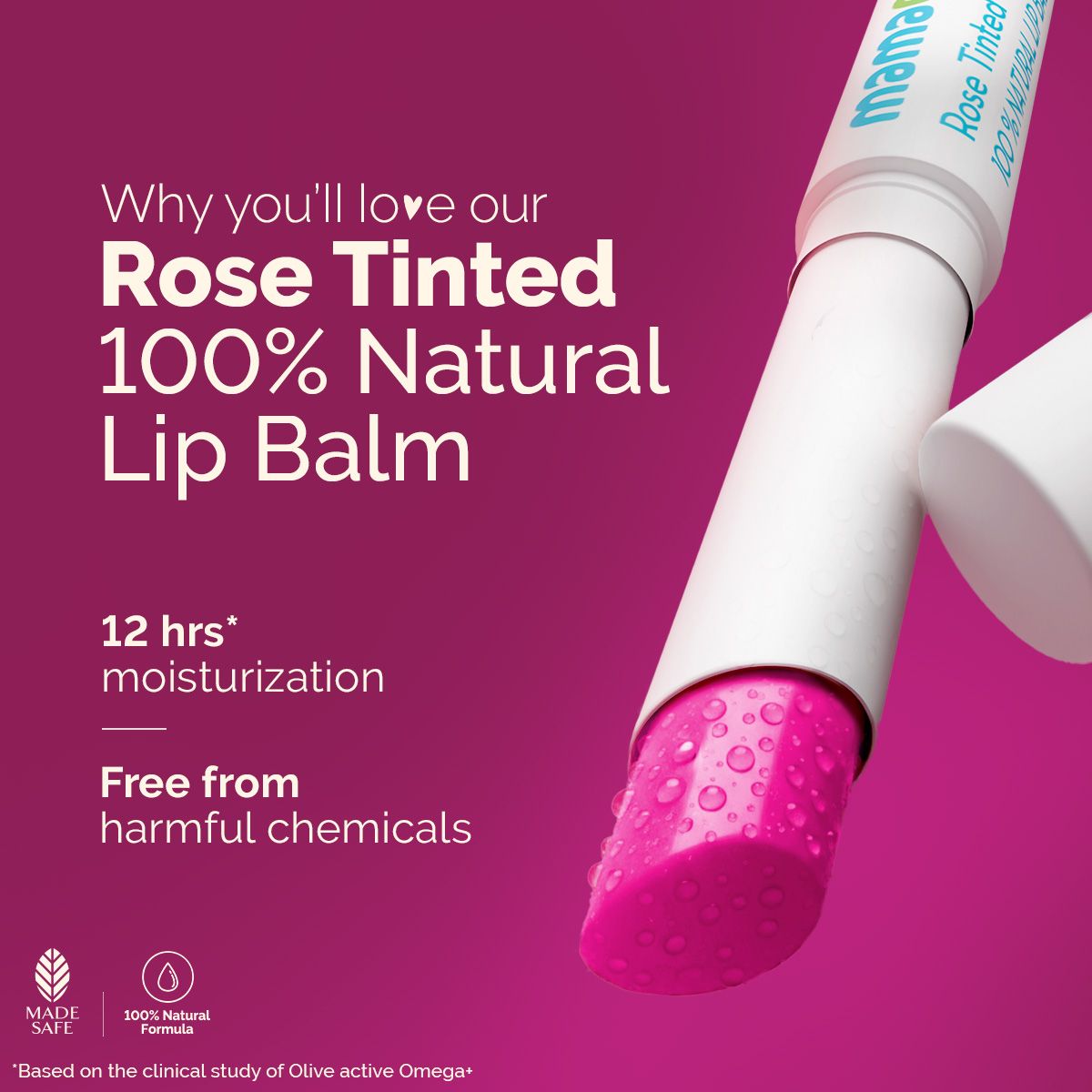 Mamaearth Rose Tinted 100% Natural Lip Balm with Rose Oil and Castor Oil for 12 hrs Moisturized Lips, 2g - Image 2 - Buy from Indicrest