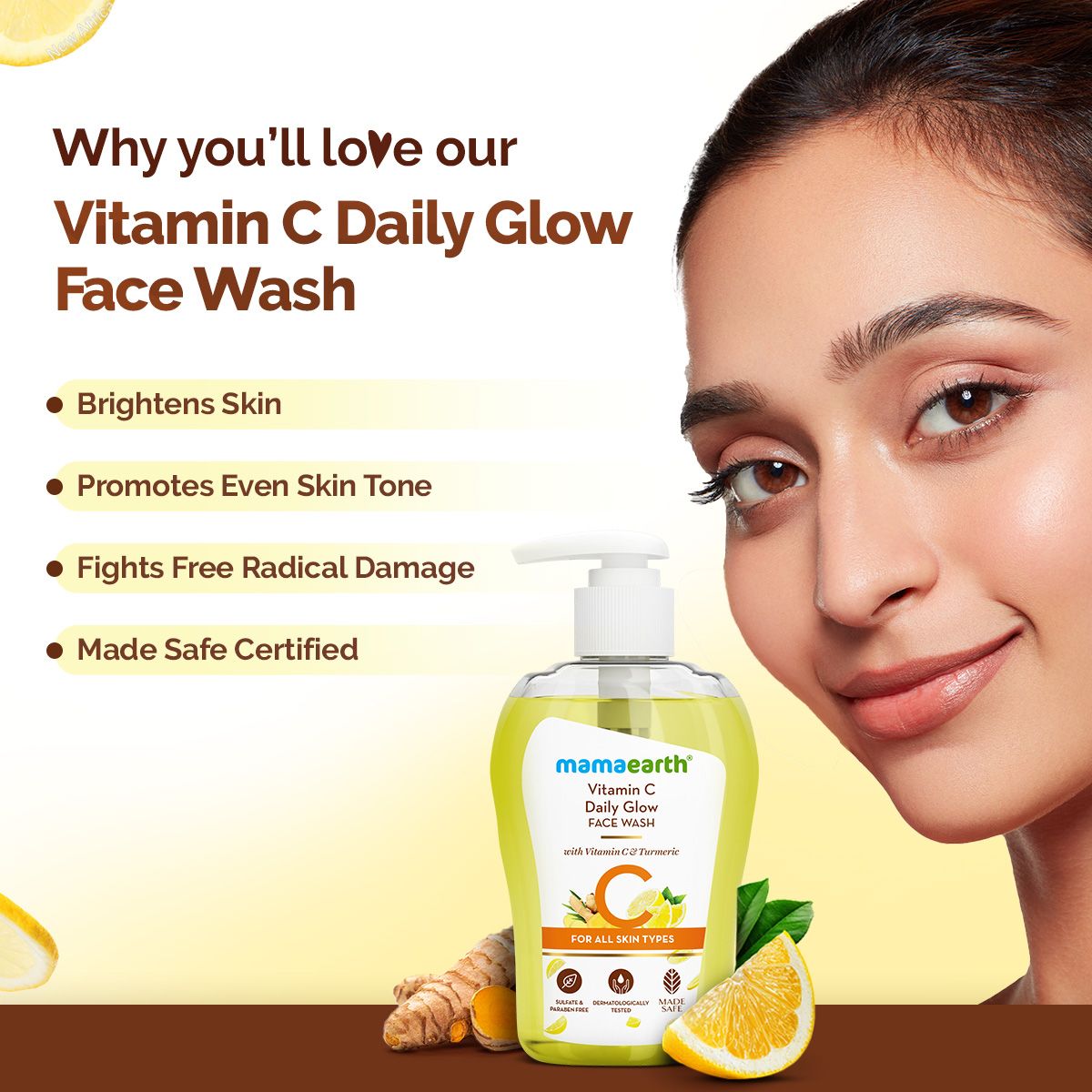 Mamaearth Vitamin C Face Wash with Vitamin C and Turmeric for Skin Illumination, 250ml - Image 2 - Buy from Indicrest