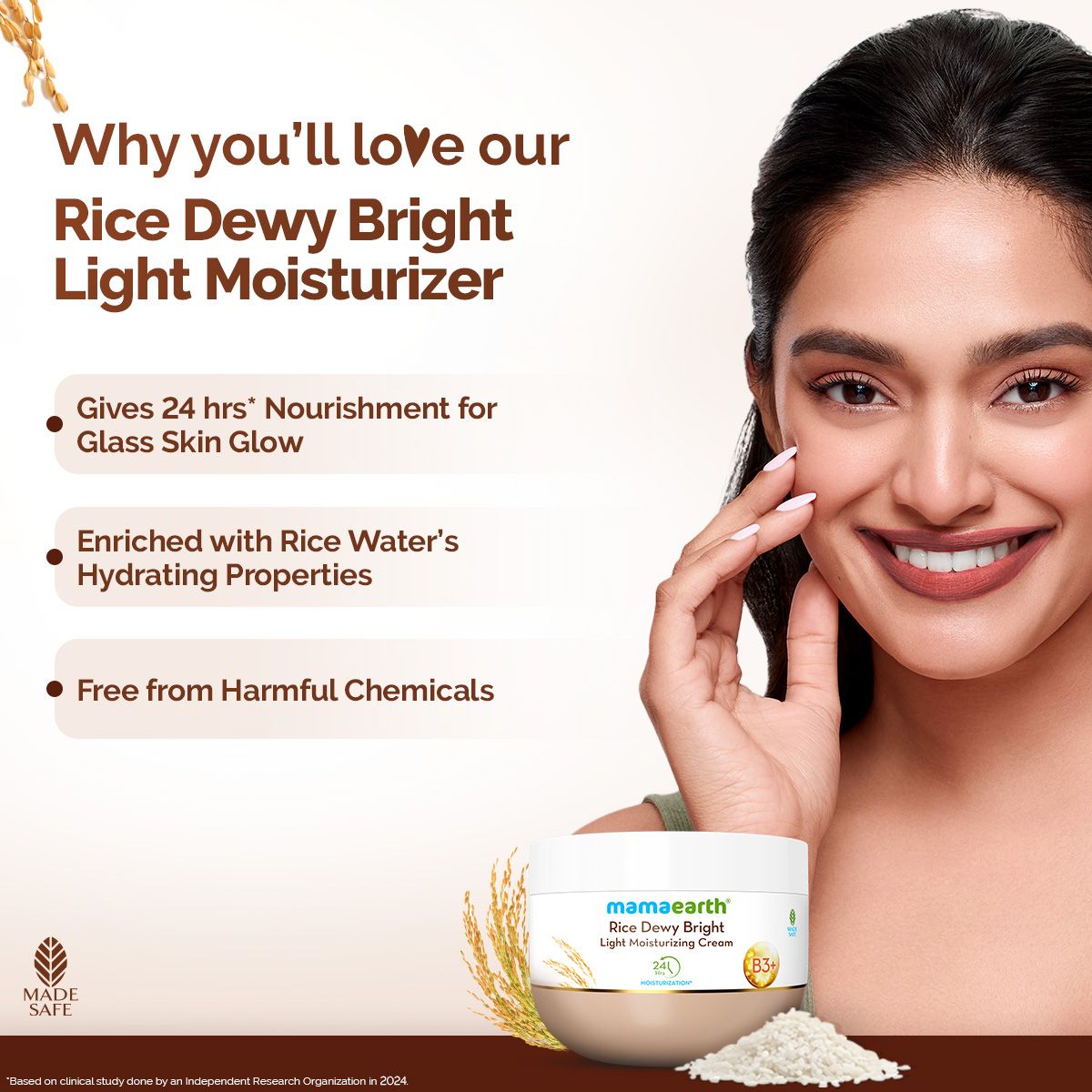 Mamaearth Rice Dewy Bright Moisturizer with Rice Water & Niacinamide for Glass Skin Glow, 200g - Image 2 - Buy from Indicrest