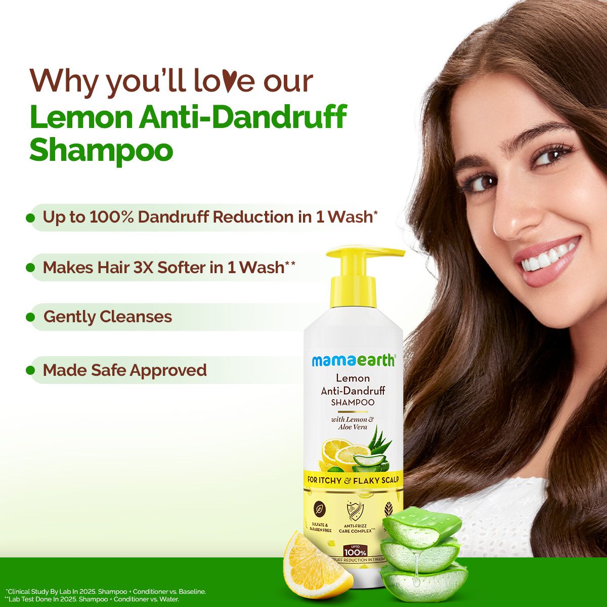 Mamaearth Lemon Anti-Dandruff Shampoo with Lemon & Aloe Vera for Itchy & Flaky Scalp, 400ml - Image 2 - Buy from Indicrest