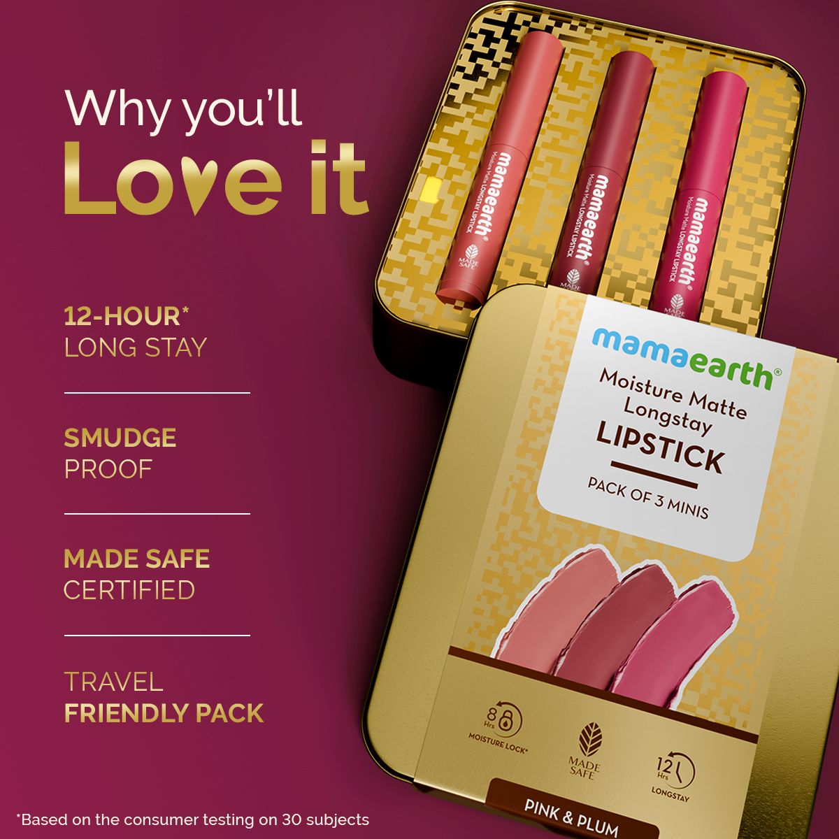 Mamaearth Matte Long Stay Lipstick Gift Set, Pink & Plum - Image 3 - Buy from Indicrest
