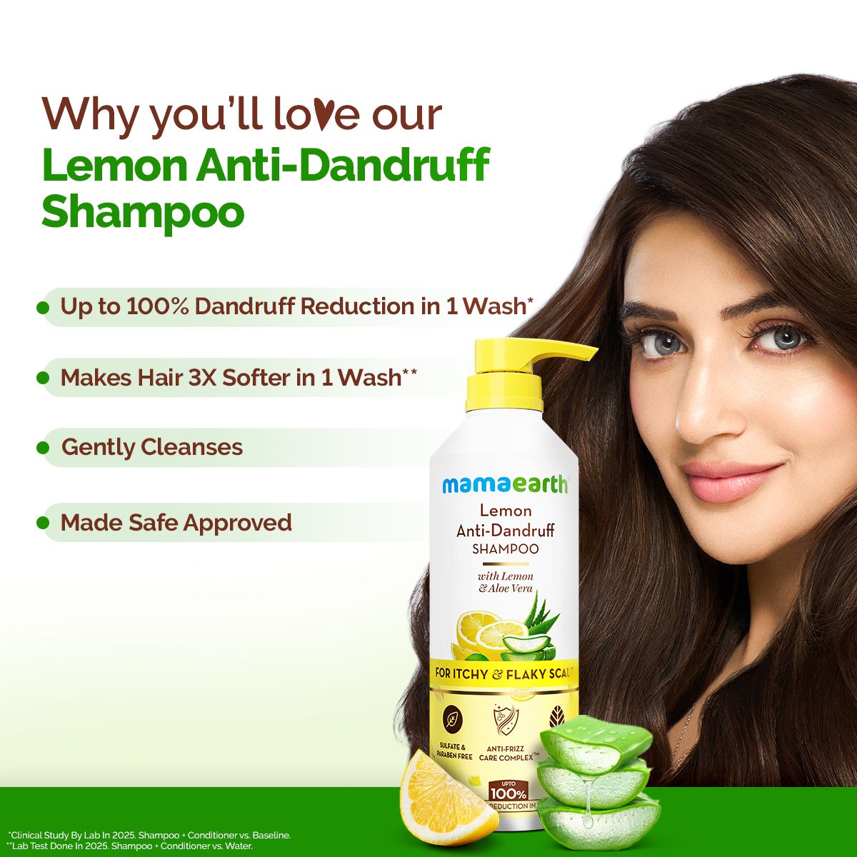 Mamaearth Lemon Anti-Dandruff Shampoo with Lemon & Aloe Vera for Itchy & Flaky Scalp, 600ml - Image 2 - Buy from Indicrest