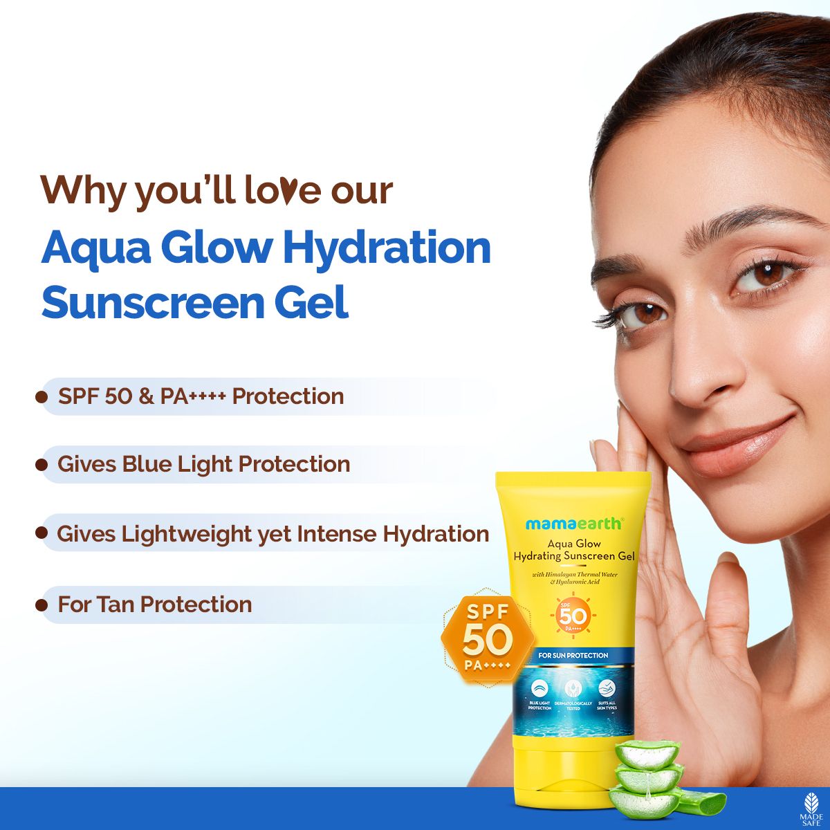 Mamaearth Aqua Glow Hydrating Sunscreen Gel with Himalayan Thermal Water and Hyaluronic Acid, Pack of 3 X 50g - Image 2 - Buy from Indicrest