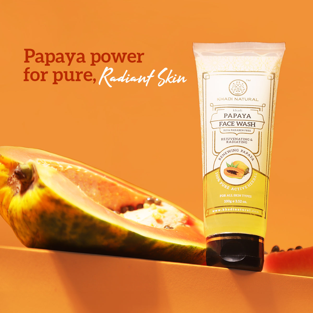 Khadi Natural Papaya Face Wash SLS & Paraben Free - 100gm - Image 9 - Buy from Indicrest