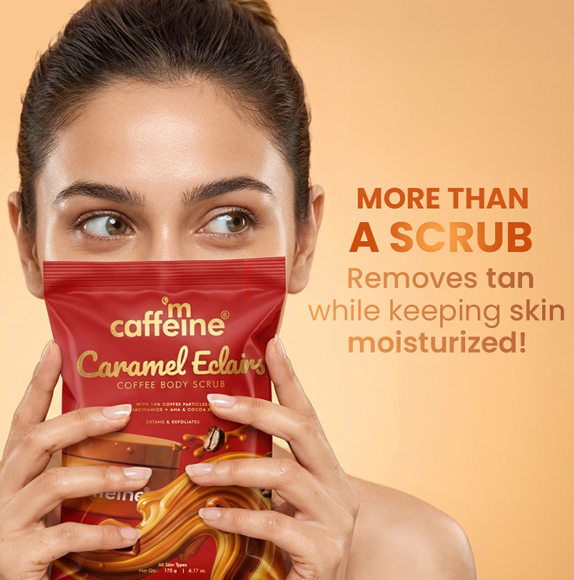 Mcaffeine Caramel Eclairs Coffee Body Scrub, 175g | 10% Coffee & AHAs - Image 2 - Buy from Indicrest