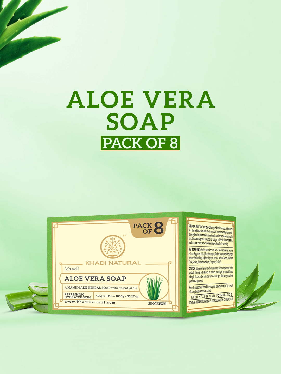 Khadi Natural Aloe Vera Soap Combo Value Pack of 8 - 125gm Each - Image 5 - Buy from Indicrest
