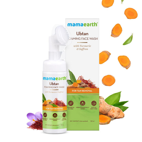 Mamaearth Ubtan Foaming Face Wash with Turmeric and Saffron for Tan Removal, 150ml - Buy from Indicrest