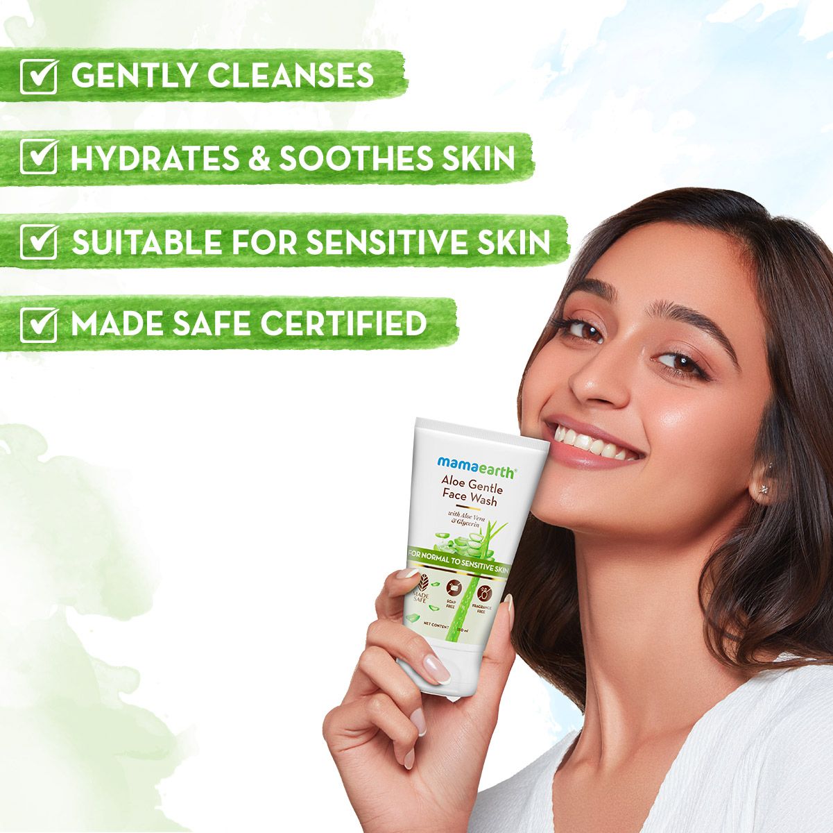 Mamaearth Aloe Gentle Face Wash with Aloe Vera & Glycerin for Normal to Sensitive Skin, 150ml - Image 3 - Buy from Indicrest