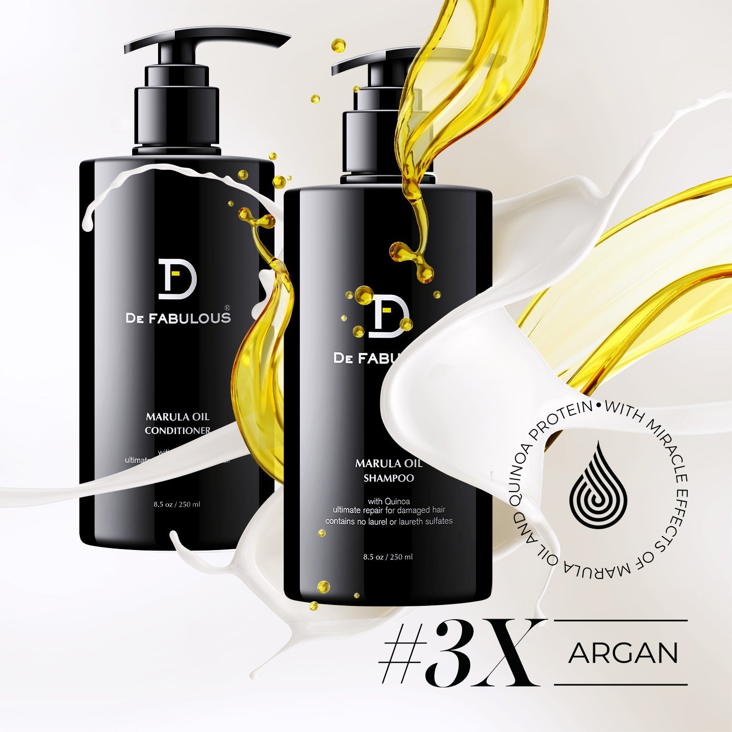 De Fabulous Marula Oil Shampoo 250ml and Conditioner 250ml + Acai Oil 59ml - Image 7 - Buy from Indicrest