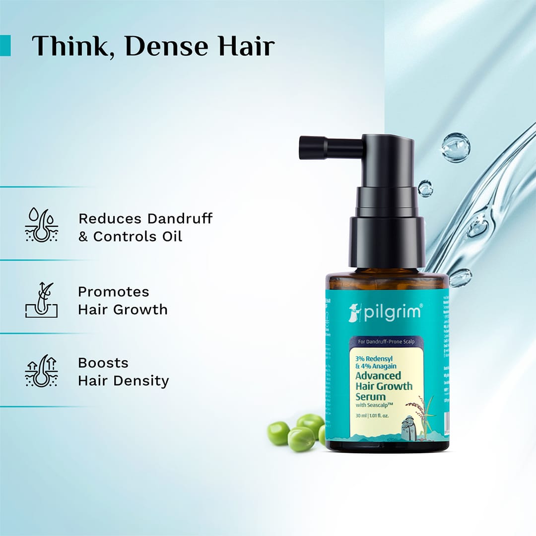 Pilgrim 3% Redensyl & 4% Anagain Advanced Hair Growth Serum For Dandruff-Prone Scalp, 30ml - Image 2 - Buy from Indicrest