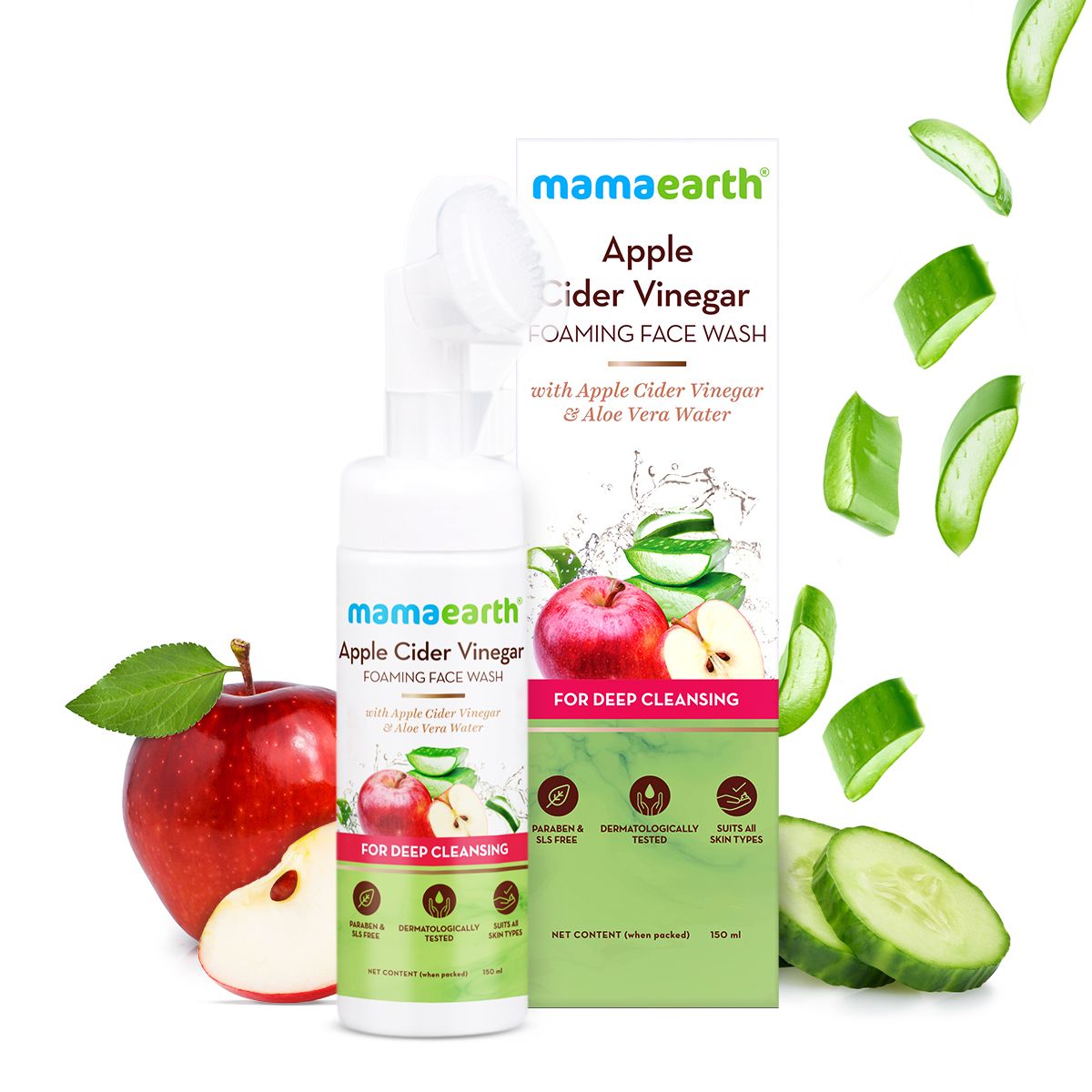 Mamaearth Apple Cider Vinegar Foaming Face Wash with Apple Cider Vinegar and Aloe Vera Water for Deep Cleansing, 150ml - Buy from Indicrest