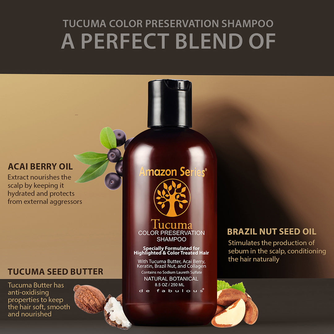 De Fabulous Amazon Series Tucuma Color Preservation Shampoo 250ml + Conditioner 250ml + Acai Oil 59ml - Image 2 - Buy from Indicrest