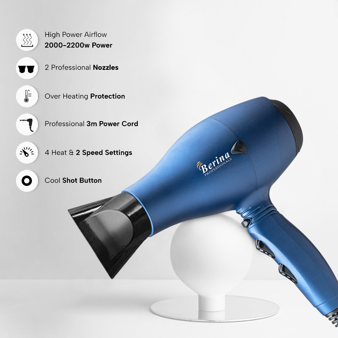 Berina Professional Pro-Style Lightweight BC-5519 Hair Dryer | Powerful Airflow & Fast Drying, BC-5519