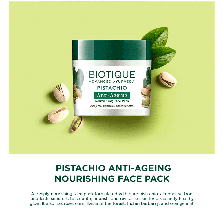 Biotique Pistachio Anti Ageing Nourishing Face Pack, 175g - Image 4 - Buy from Indicrest