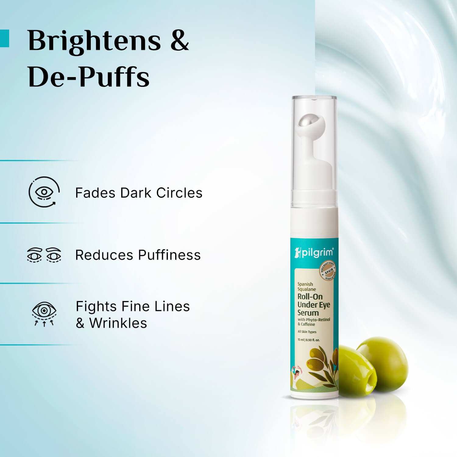 Pilgrim Spanish Squalane Roll-On Under Eye Serum, 15ml - Image 3 - Buy from Indicrest