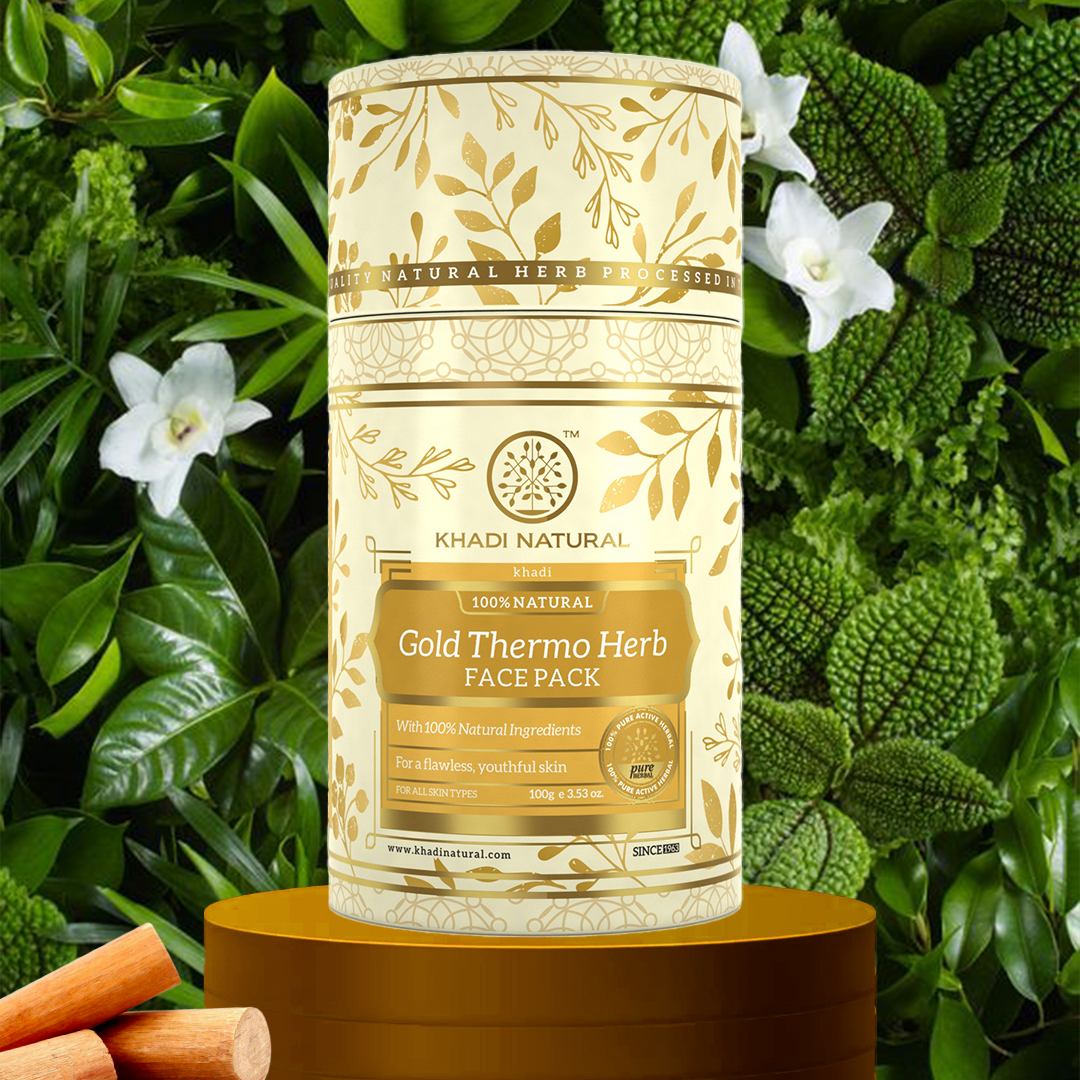 Khadi Natural Gold Thermo Herb Skin Tightning Face Pack - 100gm - Image 7 - Buy from Indicrest