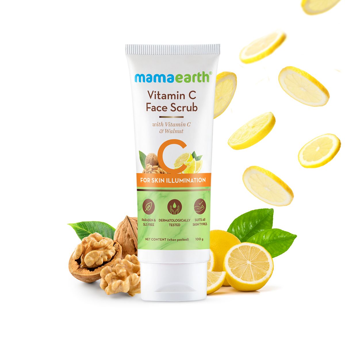 Mamaearth Vitamin C Face Scrub for Glowing Skin, With Vitamin C and Walnut For Skin Illumination, 100g - Buy from Indicrest