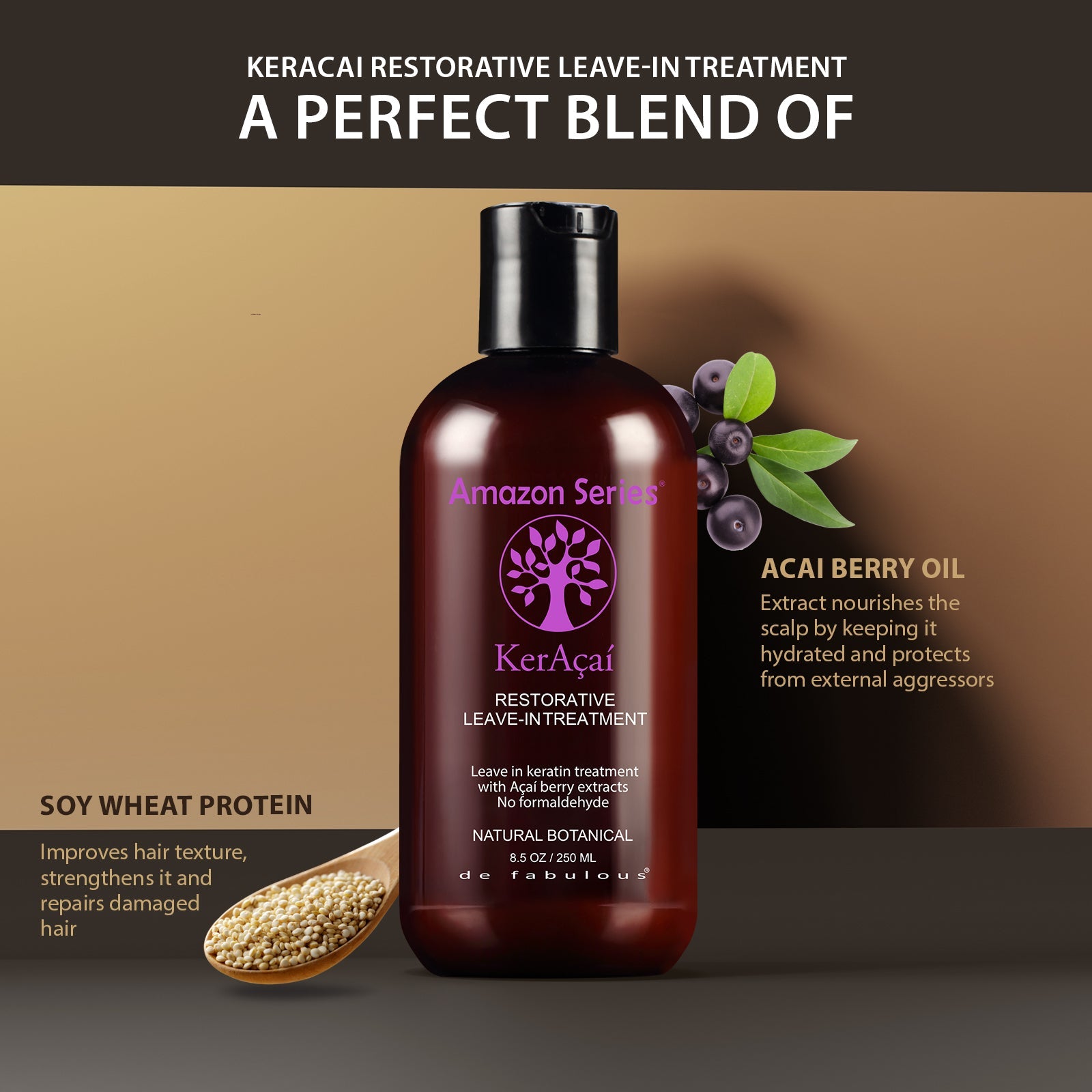 De Fabulous Amazon Series KerAcai Restorative Leave-In Treatment 250ml - Image 2 - Buy from Indicrest