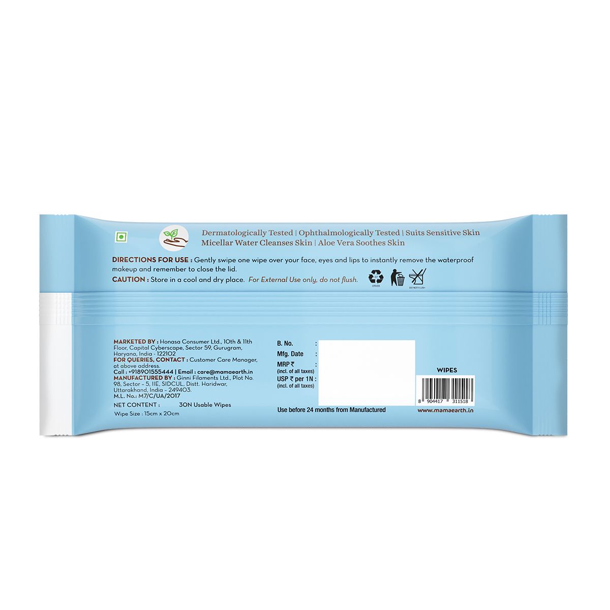 Mamaearth Micellar Gentle Makeup Remover Wipes, 30Nos - Image 7 - Buy from Indicrest