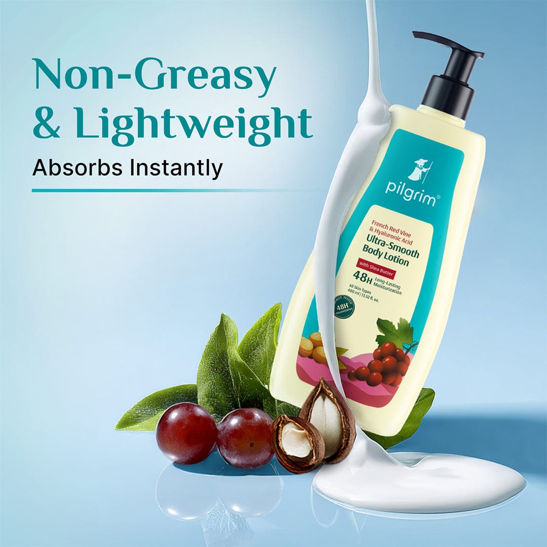 Pilgrim French Red Vine & Hyaluronic Acid Ultra-Smooth Body Lotion, 400ml - Image 3 - Buy from Indicrest