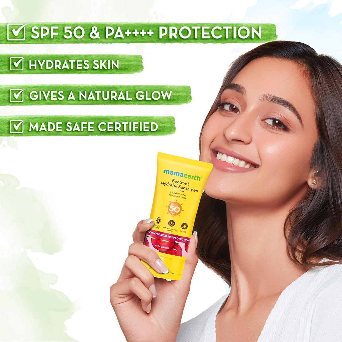 Mamaearth Beetroot Hydraful Sunscreen With Beetroot & Hyaluronic Acid, 50g - Image 2 - Buy from Indicrest