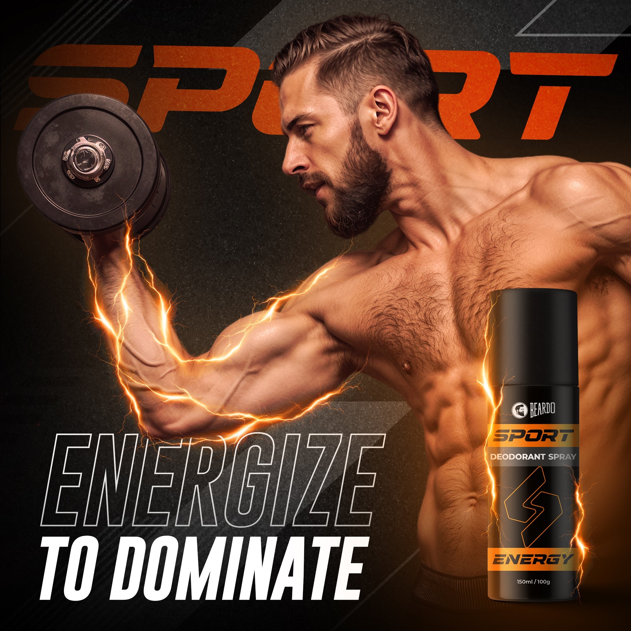 Beardo Sport Energy Deodorant Spray 150ml - Image 2 - Buy from Indicrest