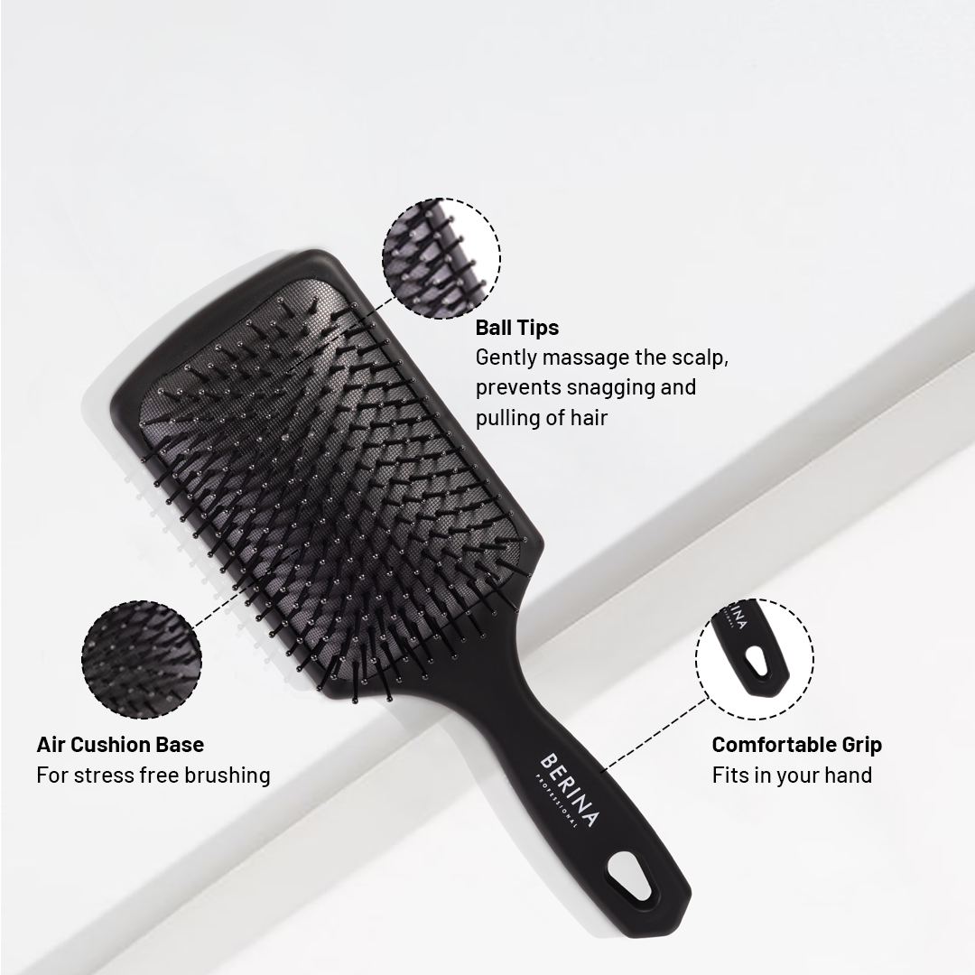 Berina Professional Detangle Pro Paddle Brush | Gentle Detangling Without Breakage or Hair Pull, Brush