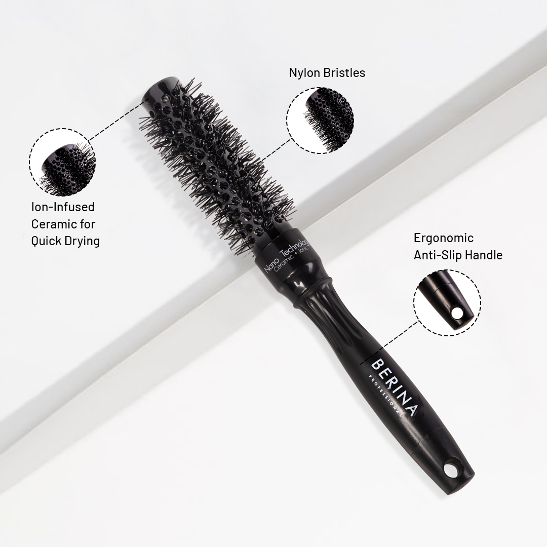 Berina Professional Volumize Round Brush 25mm | Adds Volume & Tight Curls | Ideal for Short Hair, 25 MM