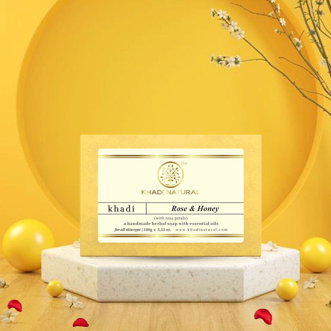Khadi Natural Rose & Honey With Rose Petals Soap Combo Pack Of 8 – 100gm Each - Image 6 - Buy from Indicrest