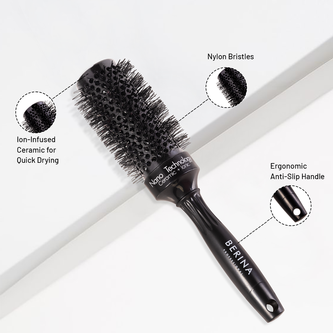 Berina Professional Volumize Round Brush 43mm | Adds Volume & Smooth Finish | Ideal for Medium Hair, 43 MM