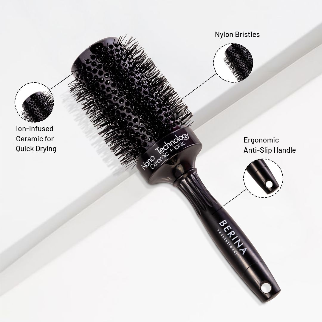 Berina Professional Volumize Round Brush 53mm | Adds Volume & Bounce | Ideal for Long Hair, 53 MM