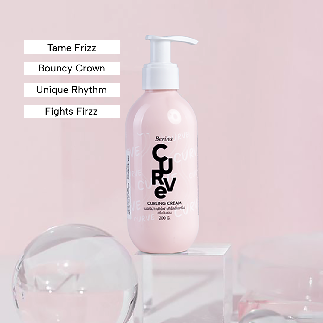 Berina Professional Curve Curling Cream | Defines, Enhances & Holds Curls for Curly & Wavy Hair, 200g