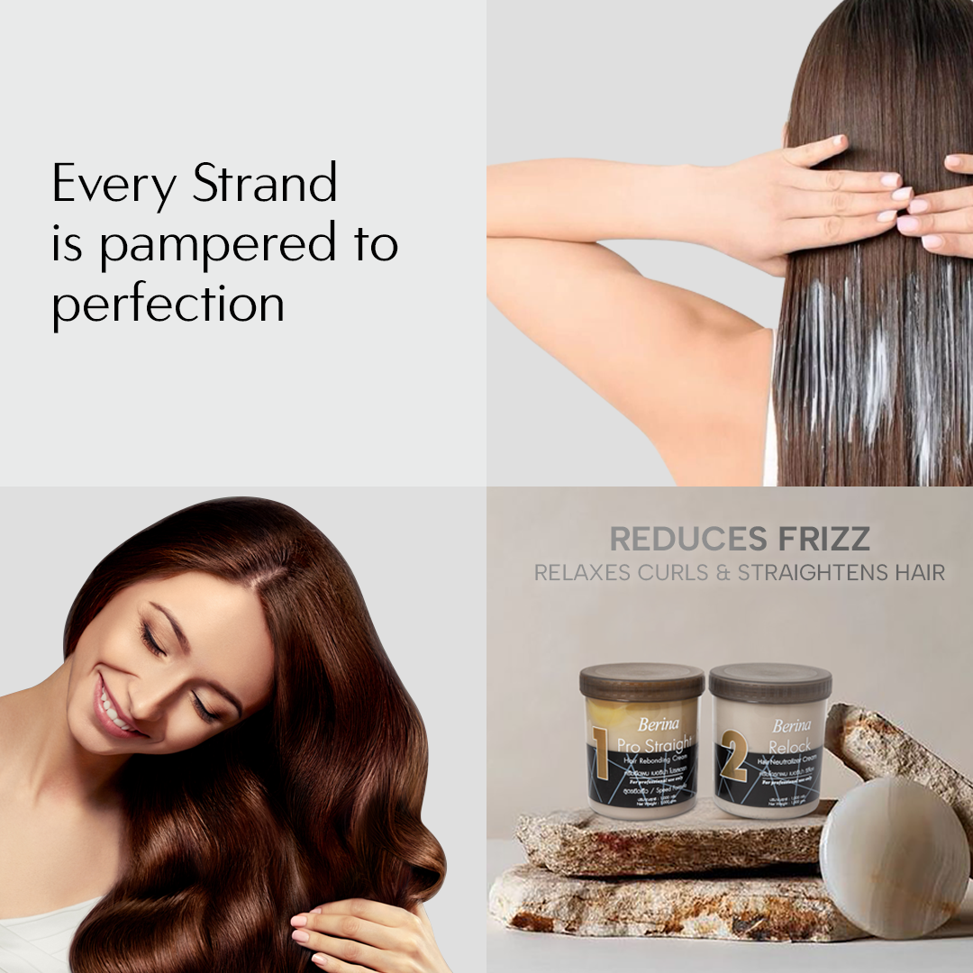 Berina Professional Pro Straight Rebonding Cream | Long-Lasting Straightening for Curly, Wavy & Frizzy Hair, 1000g