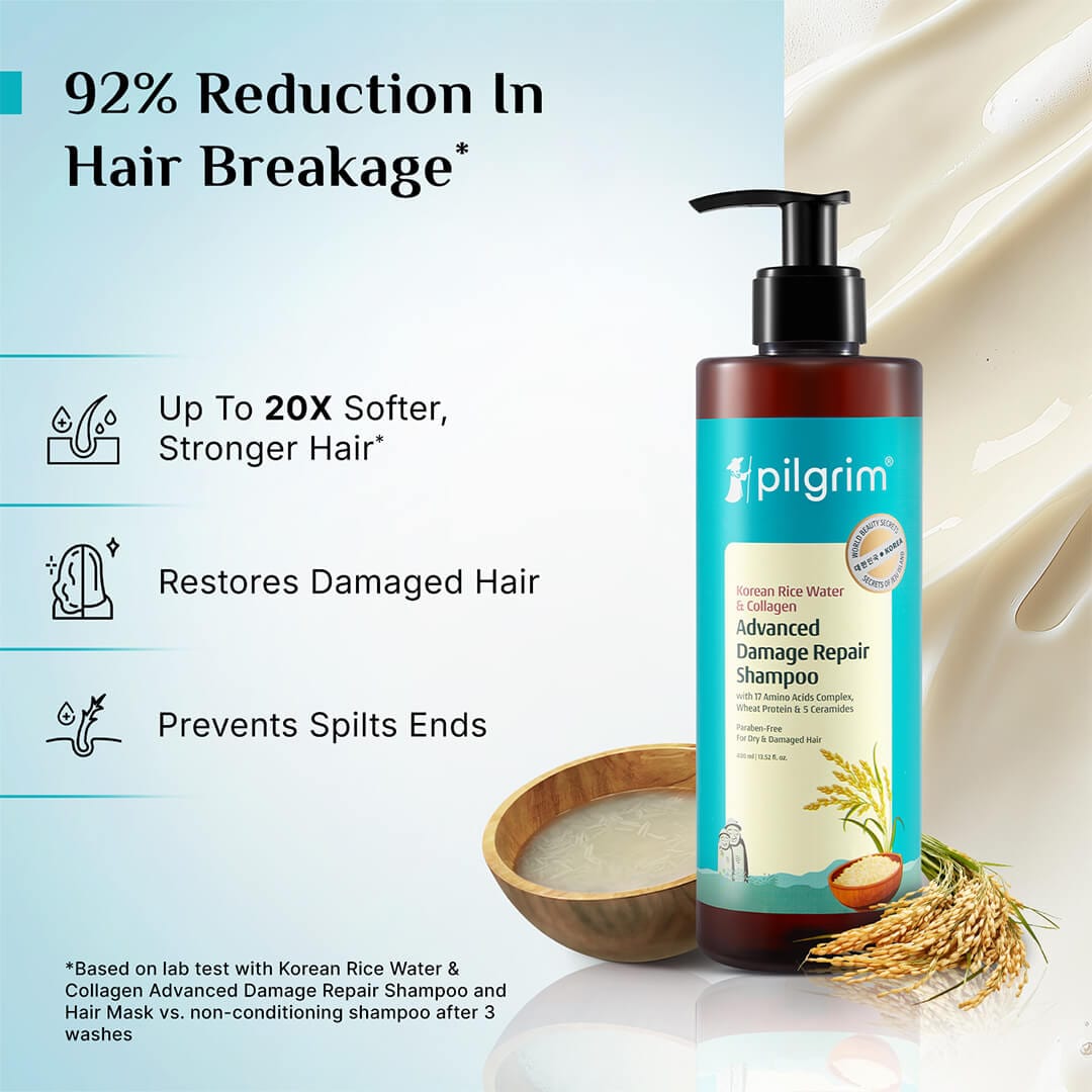 Pilgrim Korean Rice Water & Collagen Advanced Damage Repair Shampoo, 300ml - Image 8 - Buy from Indicrest