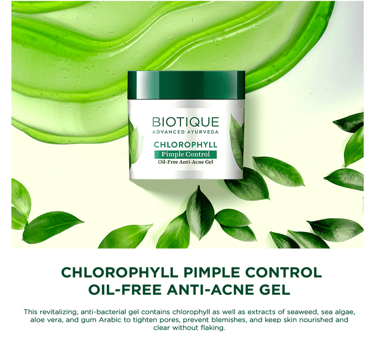 Biotique Chlorophyll Pimple control oil free anti-acne gel, 50g - Image 3 - Buy from Indicrest