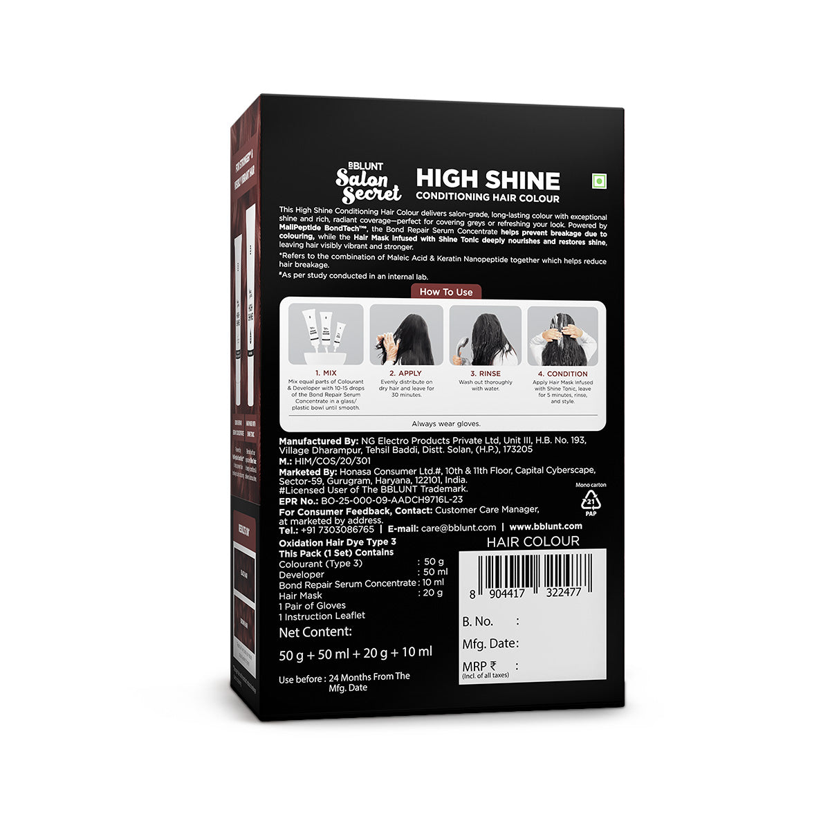 Bblunt High Shine Conditioning Hair Colour, Mahogany Reddish Brown 4.56 - Image 3 - Buy from Indicrest