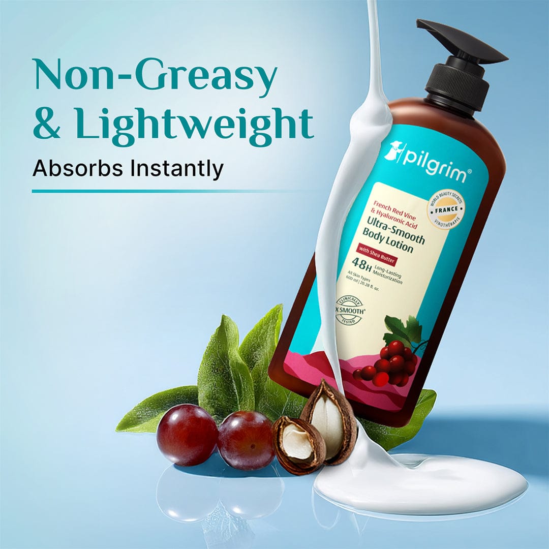 Pilgrim French Red Vine & Hyaluronic Acid Ultra-Smooth Body Lotion, 400ml - Image 4 - Buy from Indicrest