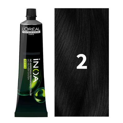 L'Oreal Professionnel Paris iNOA - 2 (Darkest Brown) Ammonia-Free Hair Color, 60g