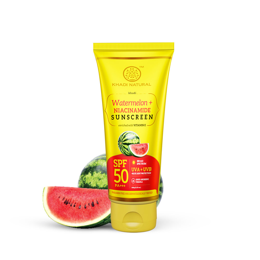 Khadi Natural Watermelon + Niacinamide Sunscreen Aqua Gel SPF 50 PA+++ 100gm Sale - Image 7 - Buy from Indicrest