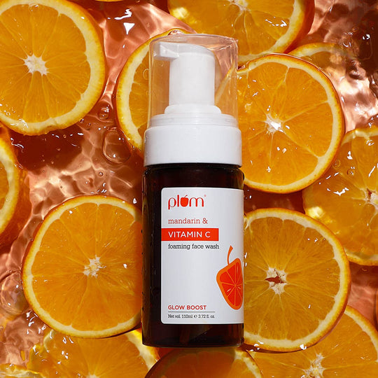 Plum Vitamin C Foaming Face Wash with Mandarin | Boosts Glow | Fades Dark Spots | Fights Hyperpigmentation, 110ml Buy at Indicrest