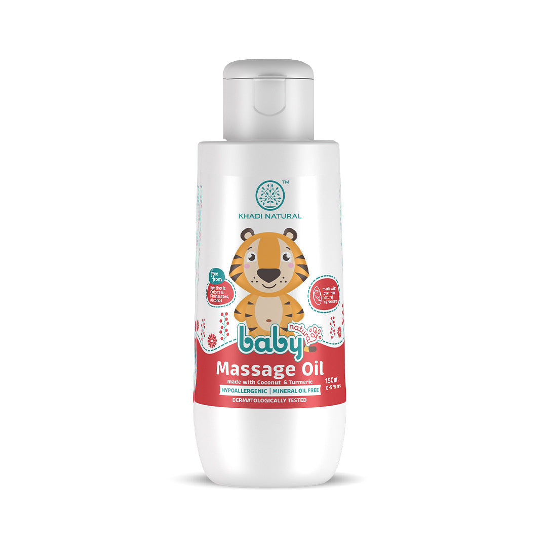 Khadi Natural Baby Massage Oil with Coconut and Turmeric for Nourishing Skin - 150ml - Buy from Indicrest