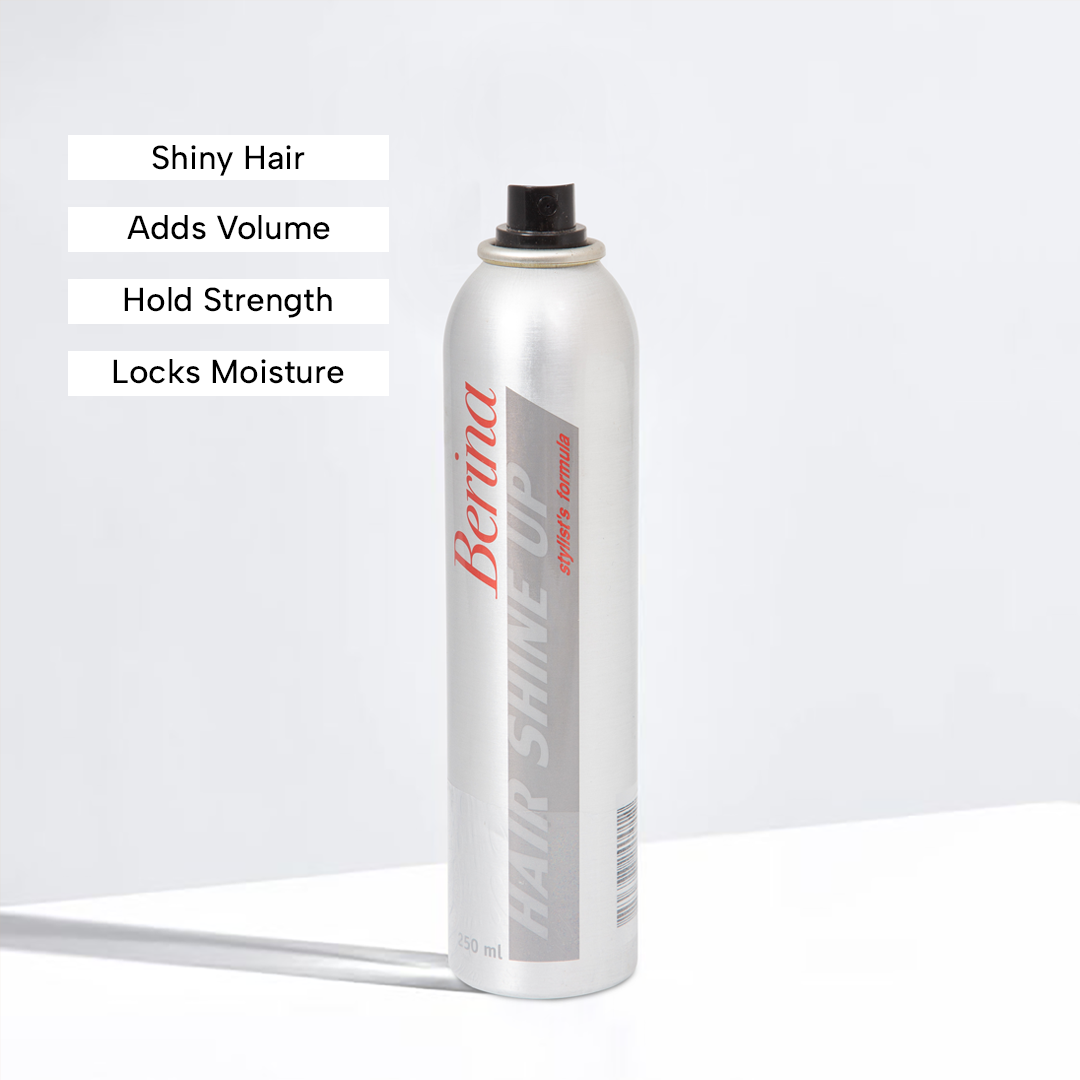 Berina Professional Hair Shine-Up Spray | Instant Glossy Shine & Light Hold for All Hair Types, 250ml