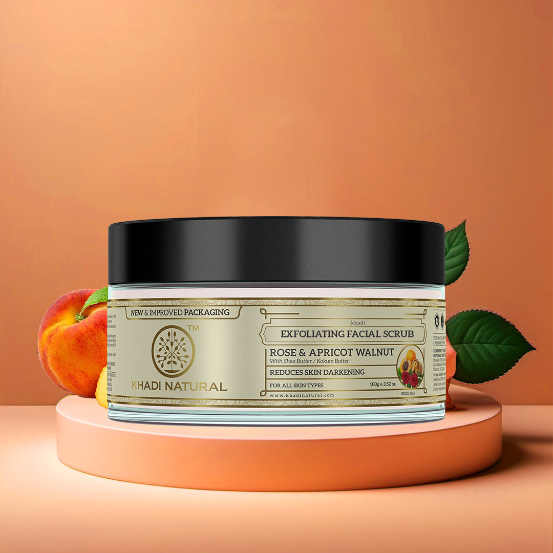 Khadi Natural Apricot & Walnut Face Cream Scrub with Rose - 100gm - Image 7 - Buy from Indicrest
