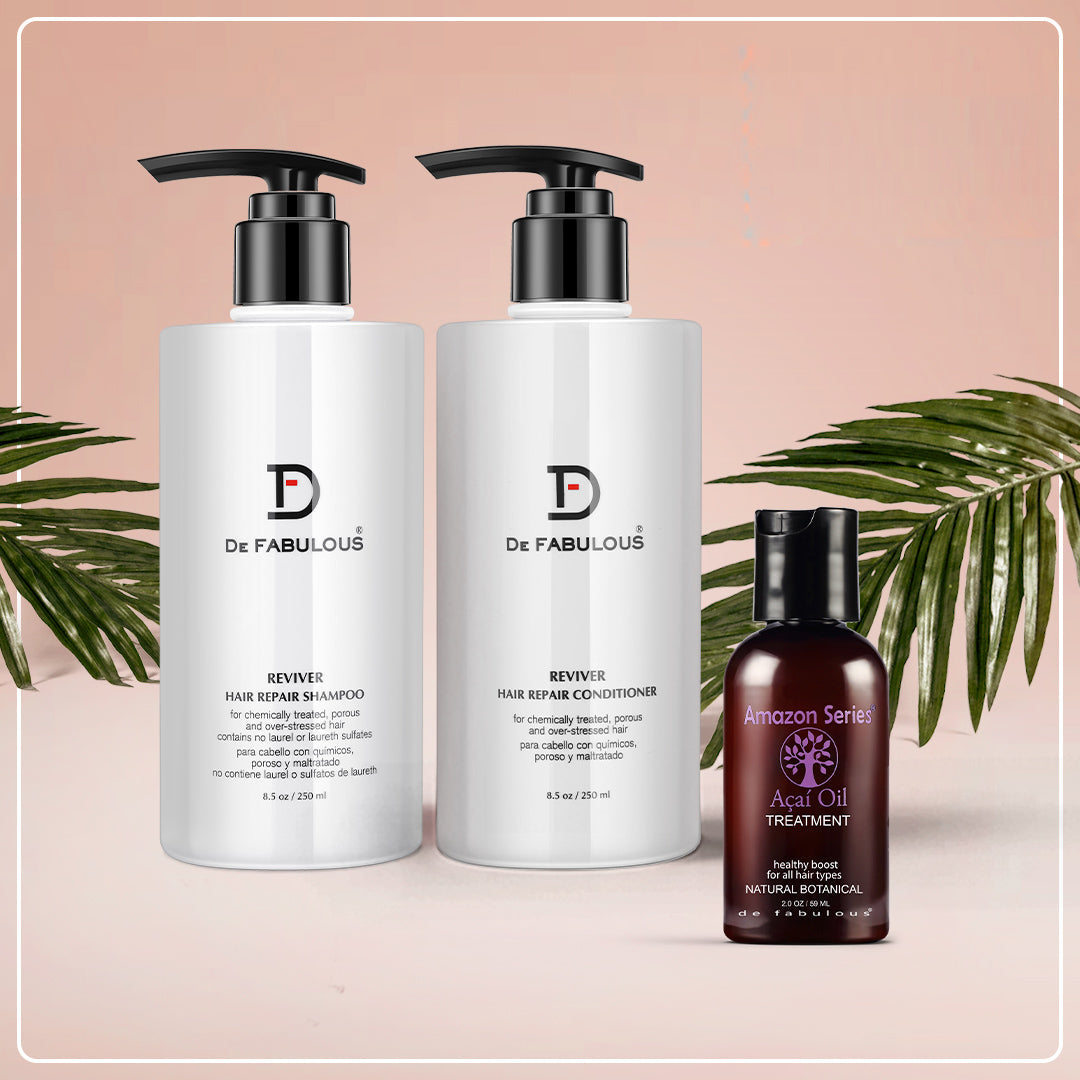 De Fabulous Reviver Shampoo 250ml and Conditioner 250ml and Acai Oil 59ml - Image 2 - Buy from Indicrest