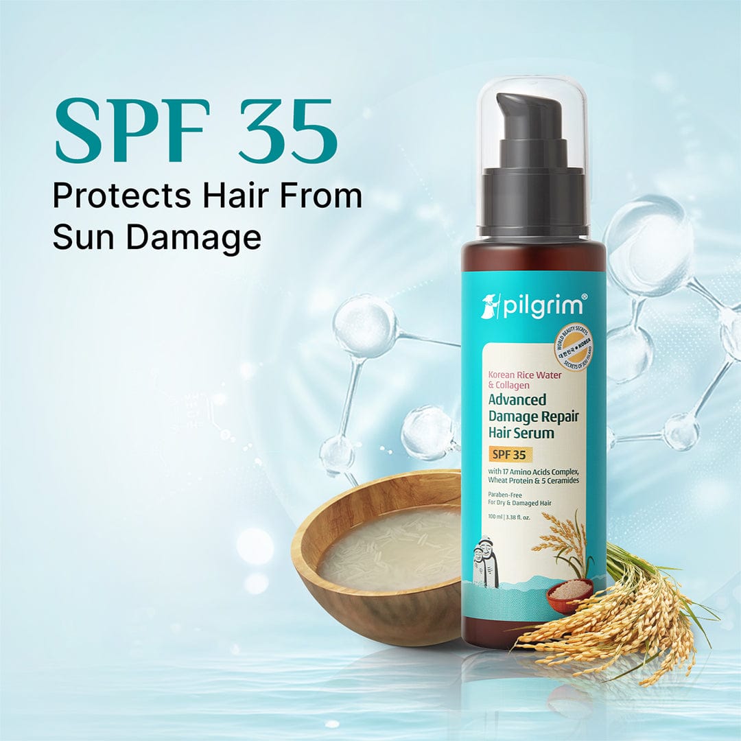 Pilgrim Korean Rice Water & Collagen Advanced Damage Repair Hair Serum SPF 35, 100ml - Image 2 - Buy from Indicrest