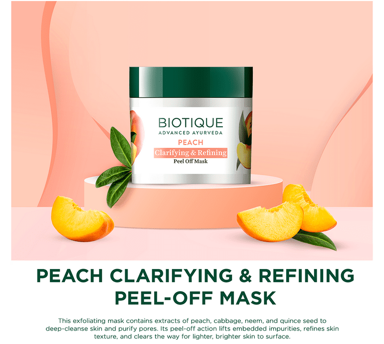 Biotique Peach Clarifying & Refining Peel-Off Mask, 50g - Image 3 - Buy from Indicrest