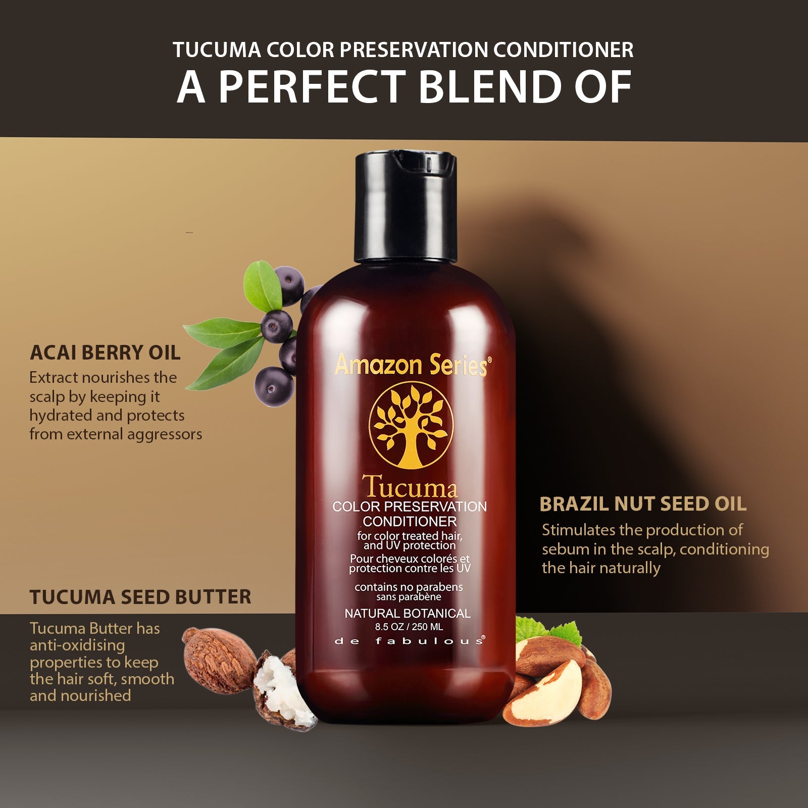 De Fabulous Amazon Series Tucuma Color Preservation Conditioner 250ml - Image 2 - Buy from Indicrest