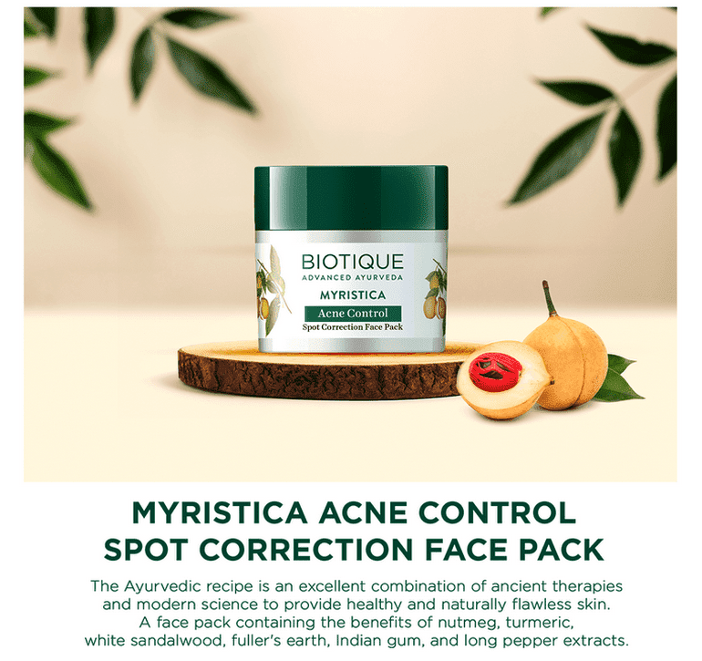 Biotique Myristica acne control spot correction face pack, 20g - Image 5 - Buy from Indicrest